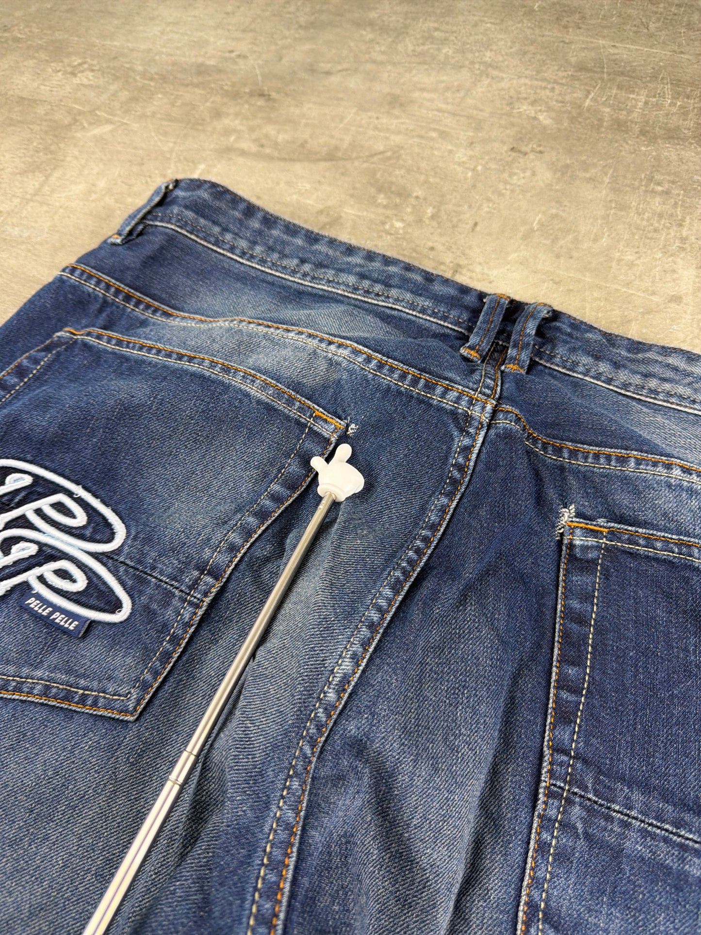Pelle Pelle Baggy Cuffed Denim Pants - Medium Wash Blue