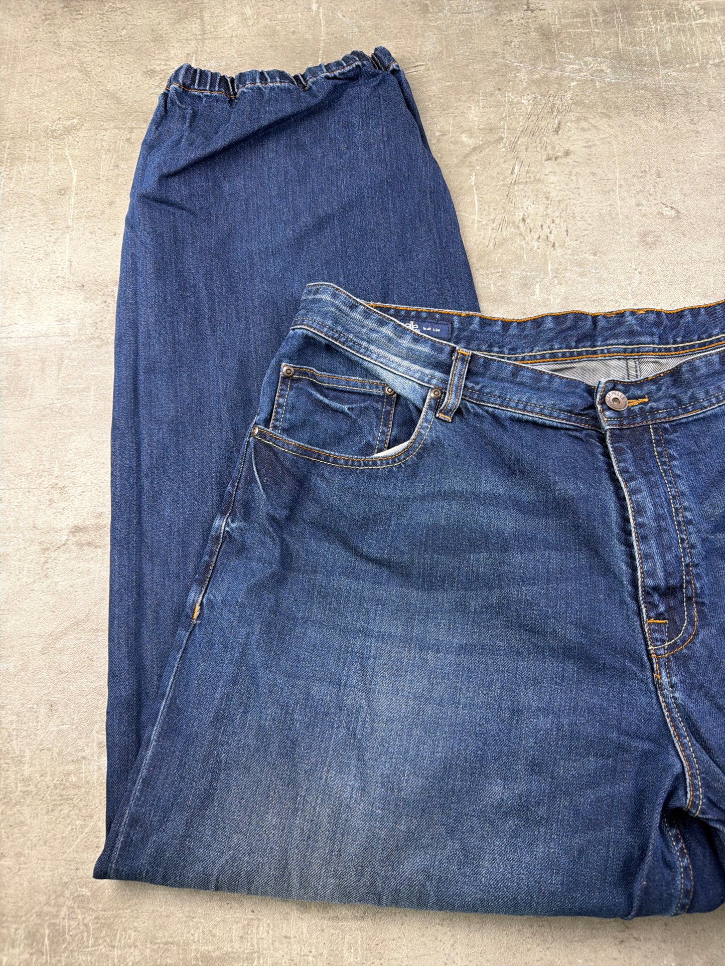 Pelle Pelle Baggy Cuffed Denim Pants - Medium Wash Blue