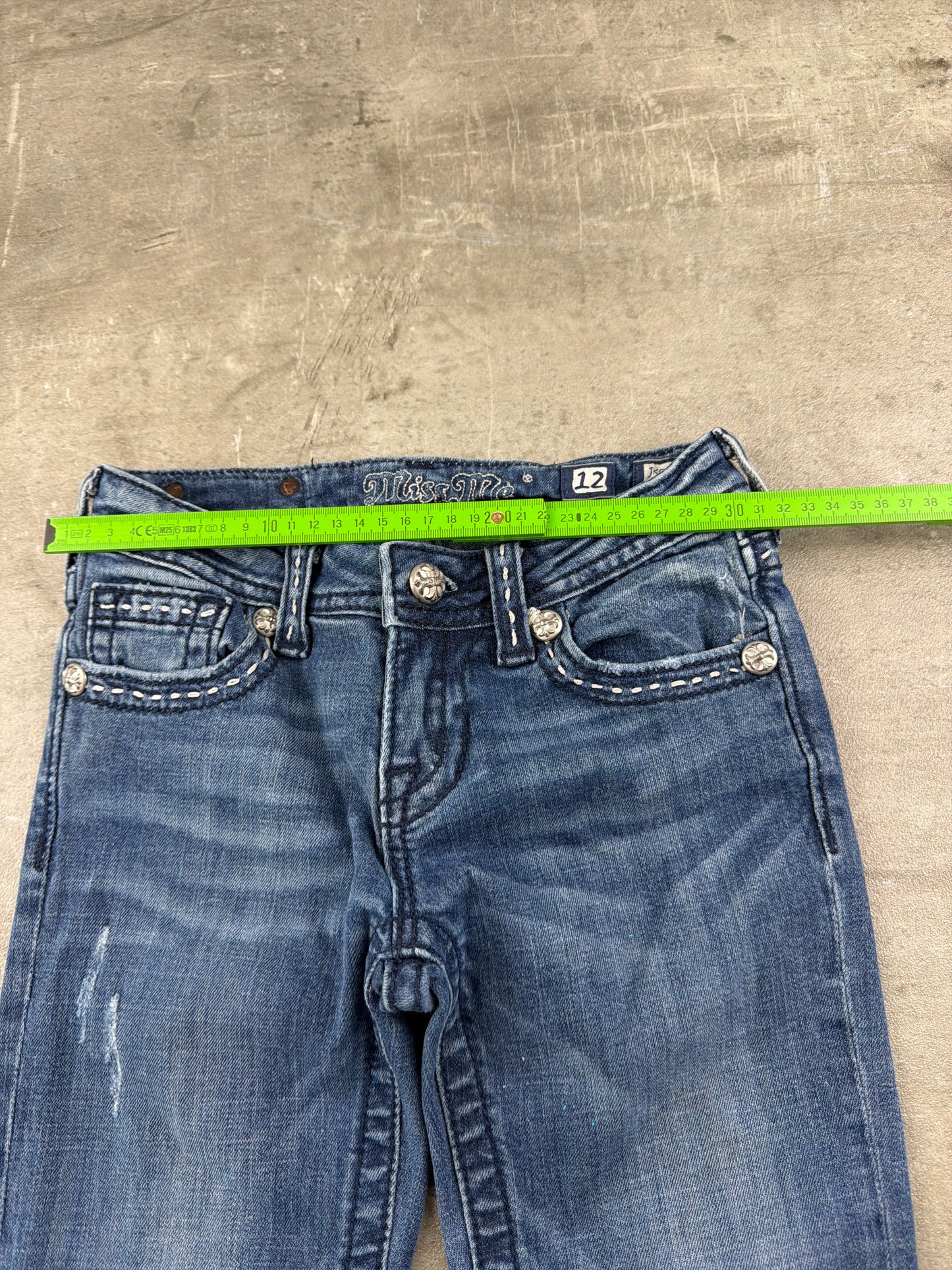 Miss Me Y2K Embellished Rhinestone Flare Denim - Medium Blue Wash