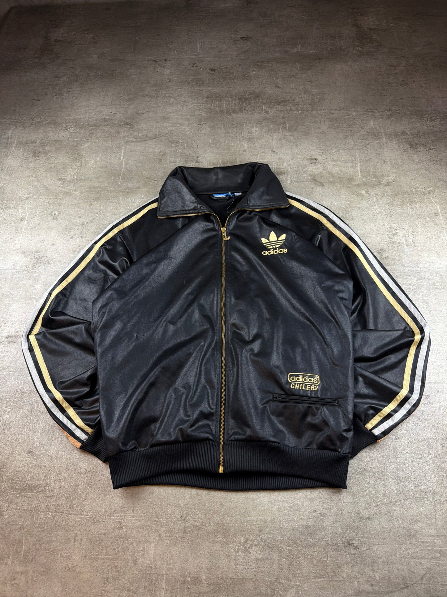 Adidas Chile 62 Vintage Wet-Look Trackjacket - Black & Gold