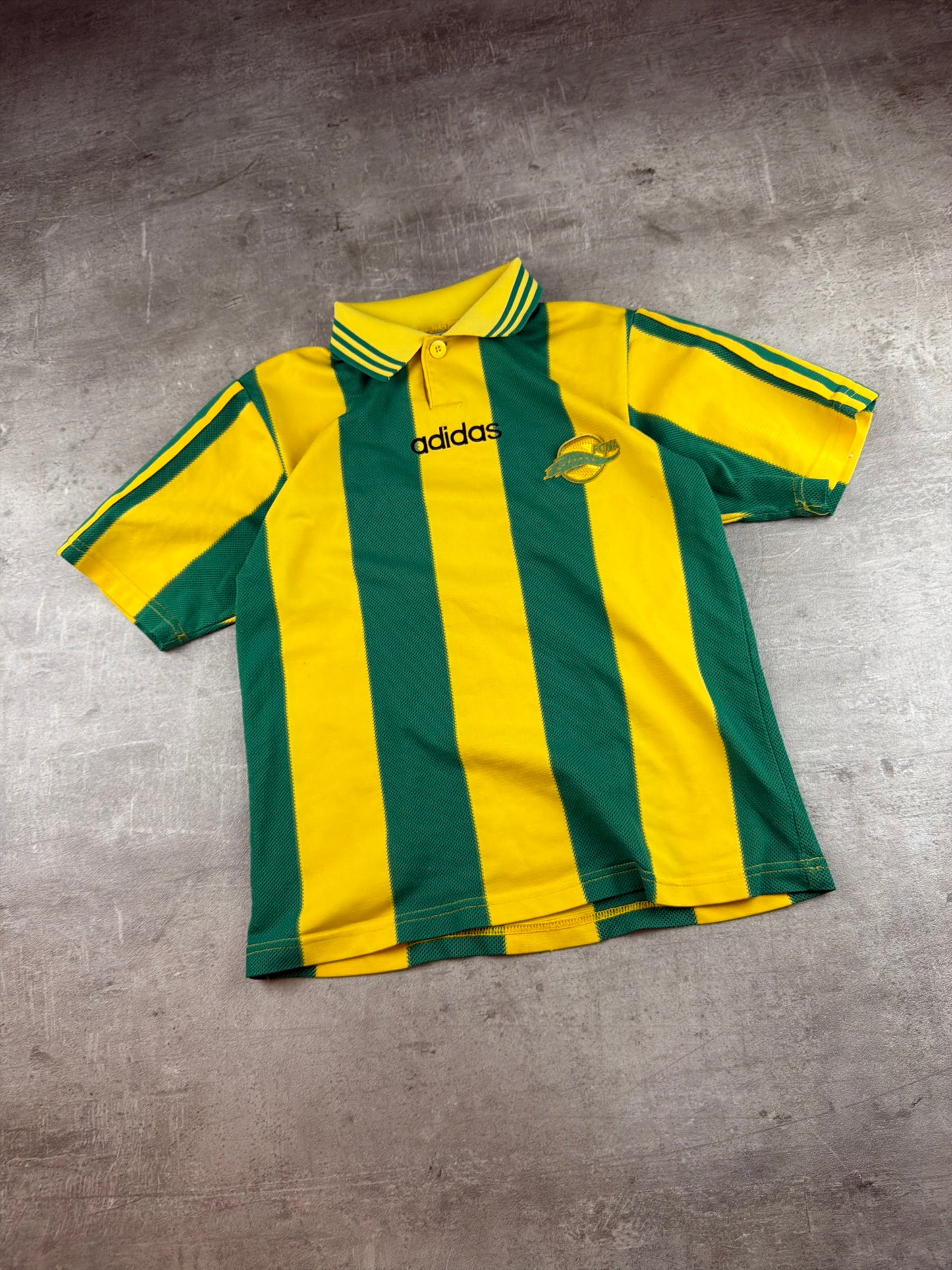 Adidas Vintage 90s FC Nantes (FCNA) Football Jersey / Trikot - Yellow / Green Stripe