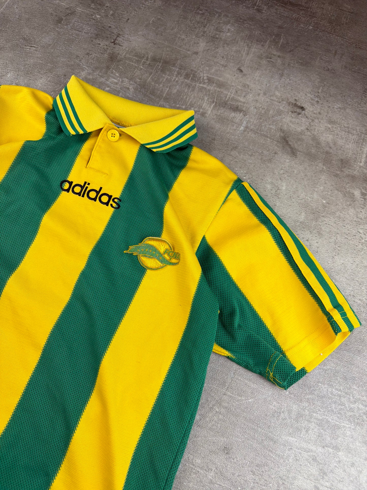 Adidas Vintage 90s FC Nantes (FCNA) Football Jersey / Trikot - Yellow / Green Stripe