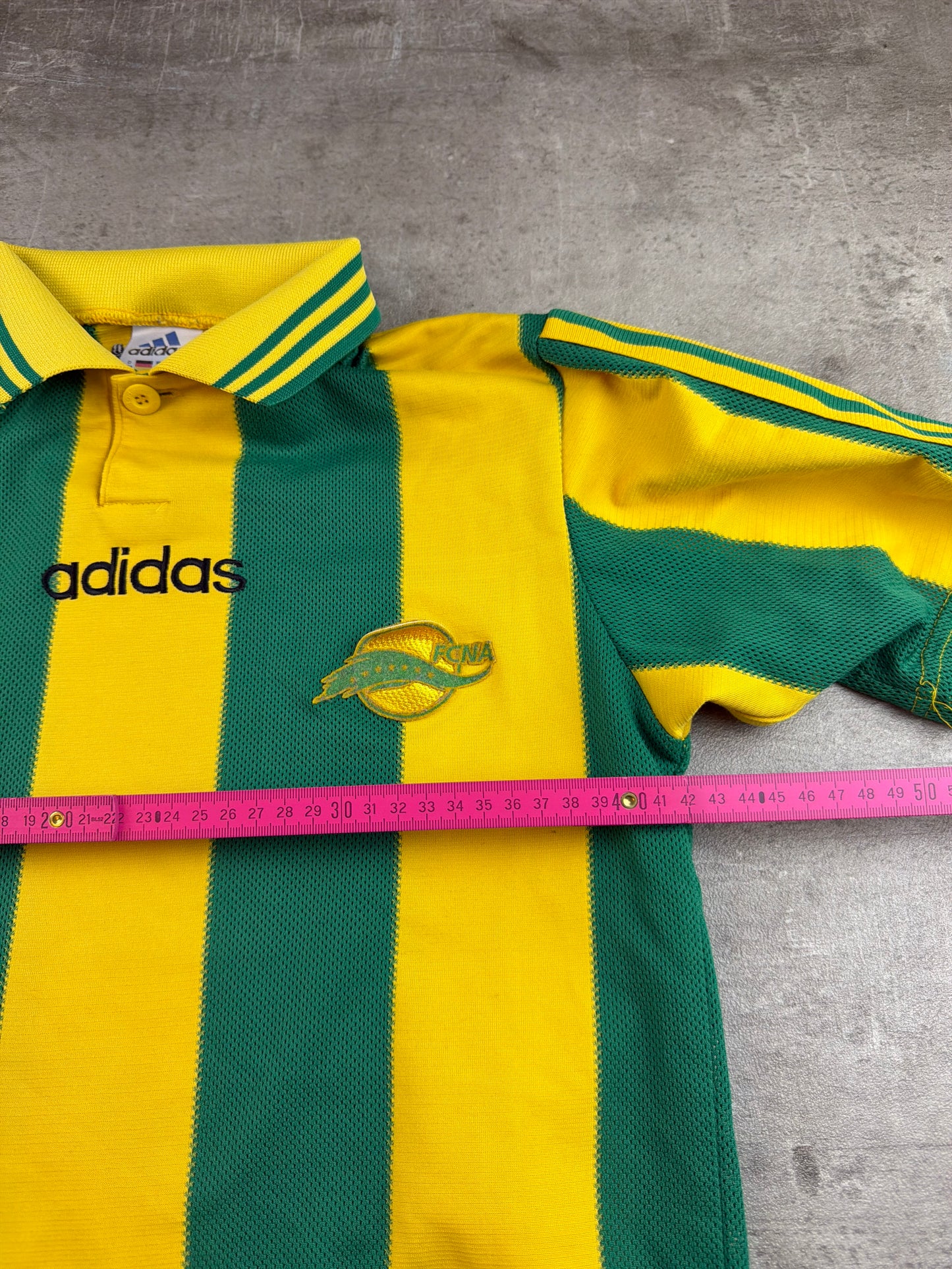 Adidas Vintage 90s FC Nantes (FCNA) Football Jersey / Trikot - Yellow / Green Stripe