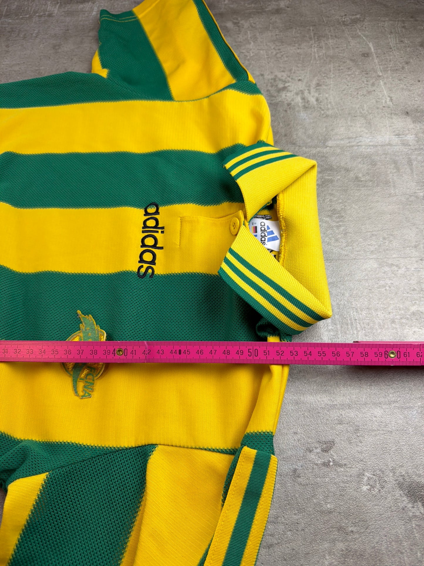 Adidas Vintage 90s FC Nantes (FCNA) Football Jersey / Trikot - Yellow / Green Stripe