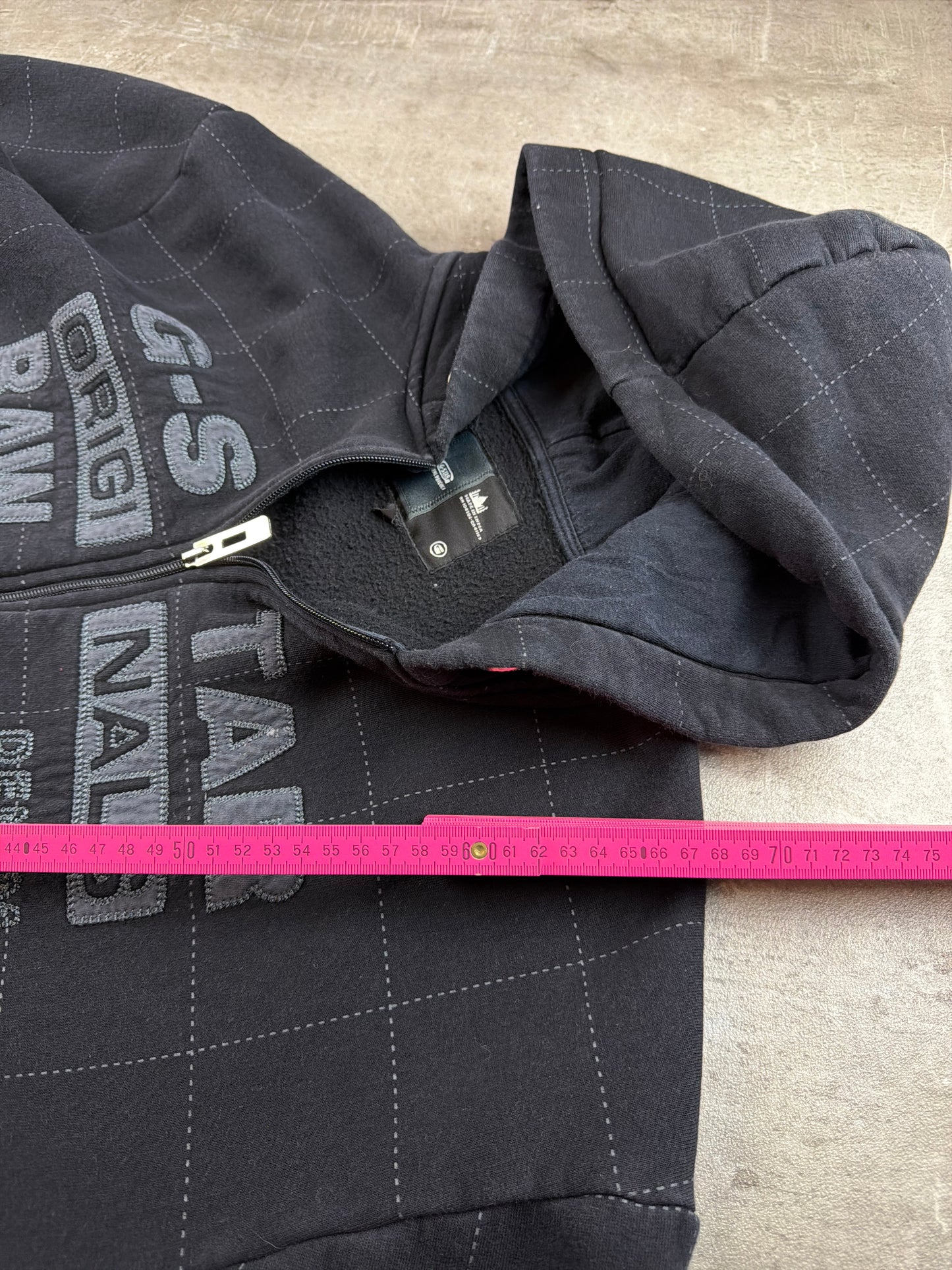 G-Star RAW Vintage "Grid Stitch" Graphic Zip Hoodie - All Black