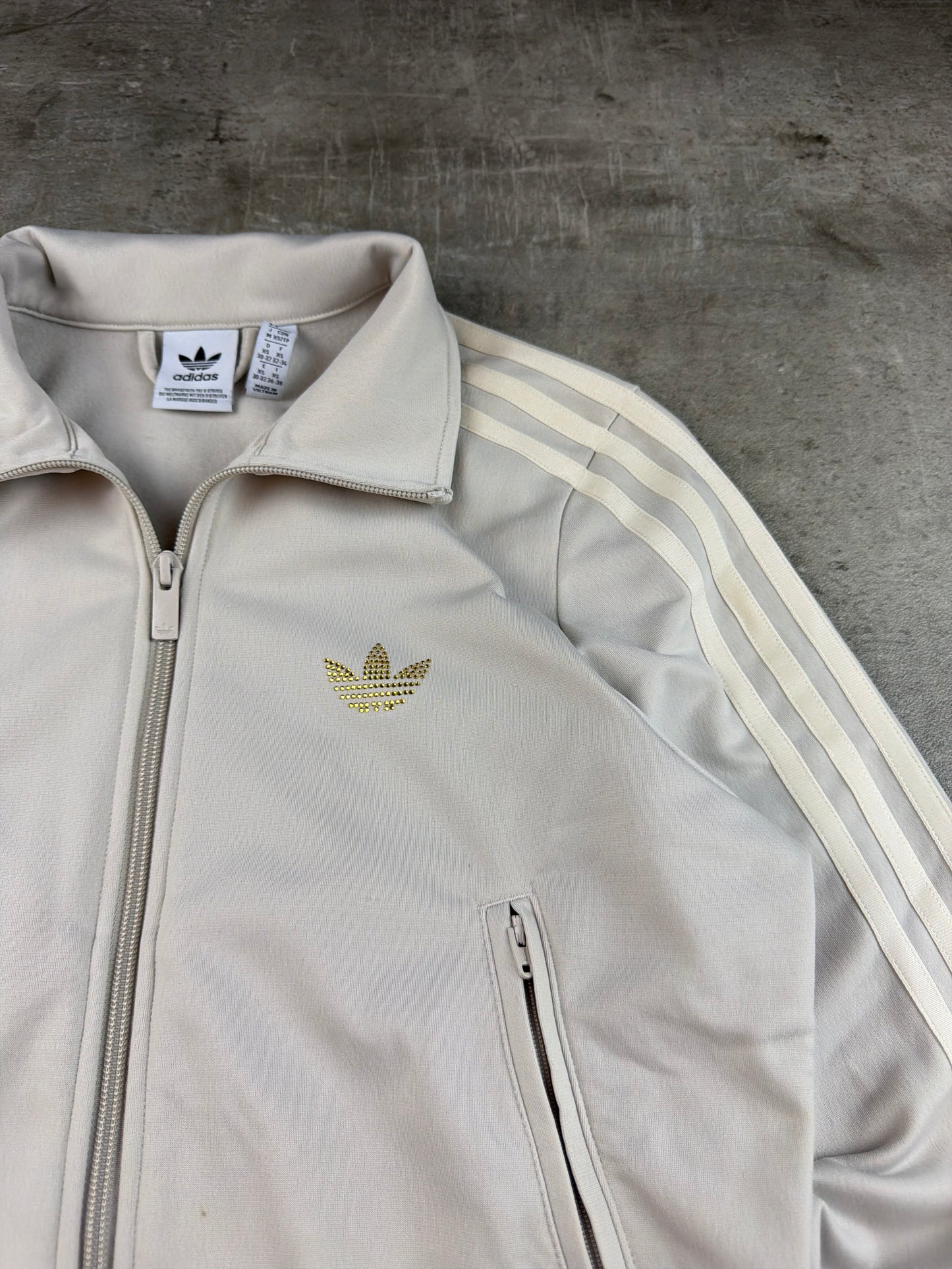 Adidas Rhinestone Trefoil Trackjacket - Beige / Cream