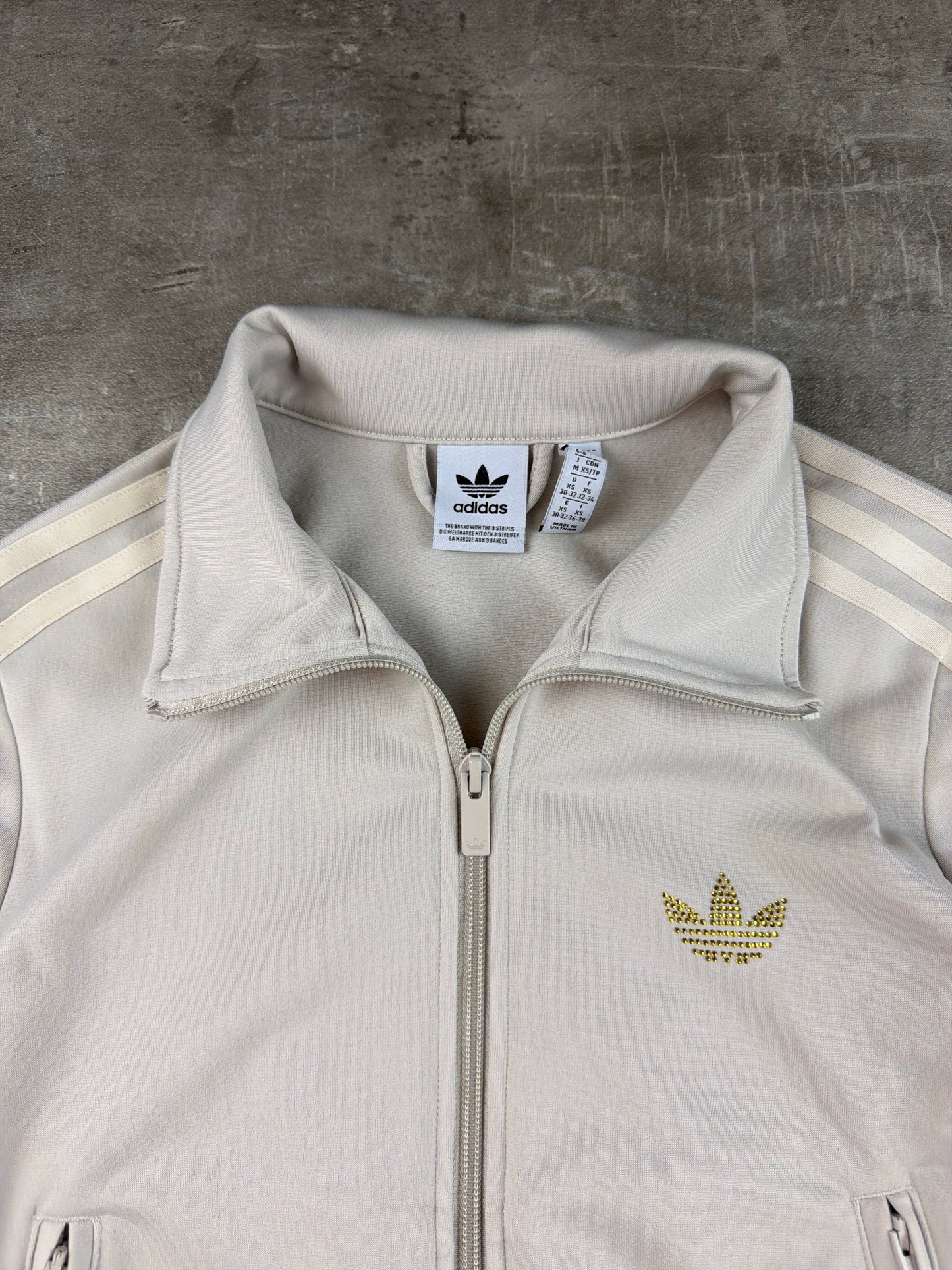 Adidas Rhinestone Trefoil Trackjacket - Beige / Cream