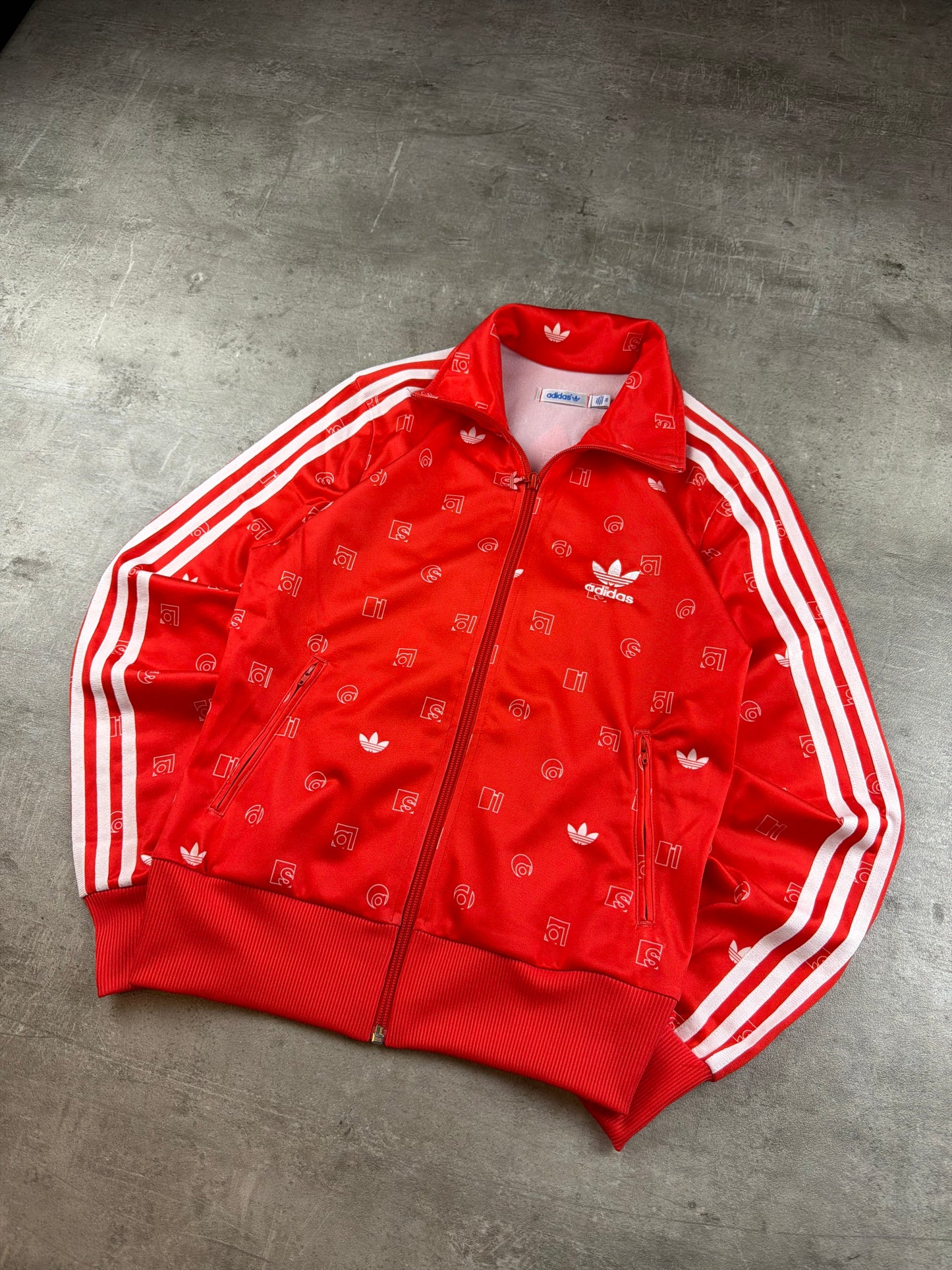 Adidas Monogram Logo Track Jacket - Bright Red / All-Over Print