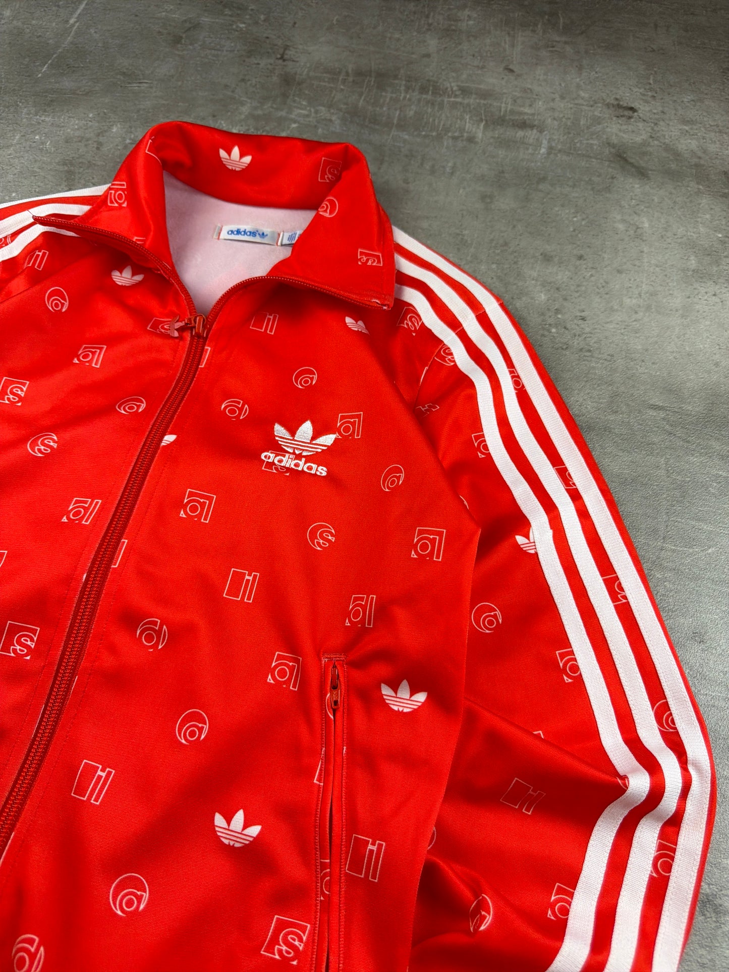 Adidas Monogram Logo Track Jacket - Bright Red / All-Over Print