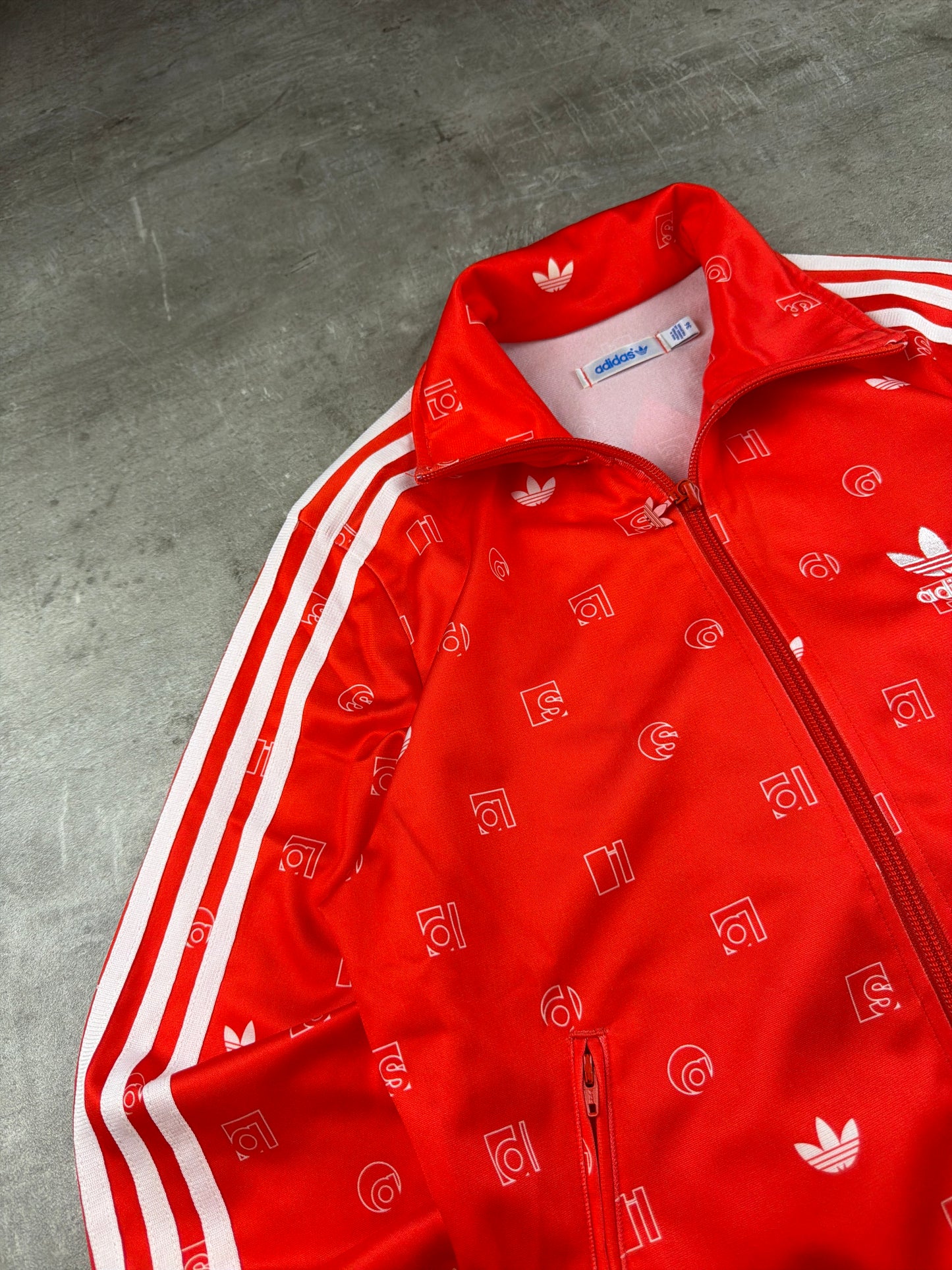 Adidas Monogram Logo Track Jacket - Bright Red / All-Over Print