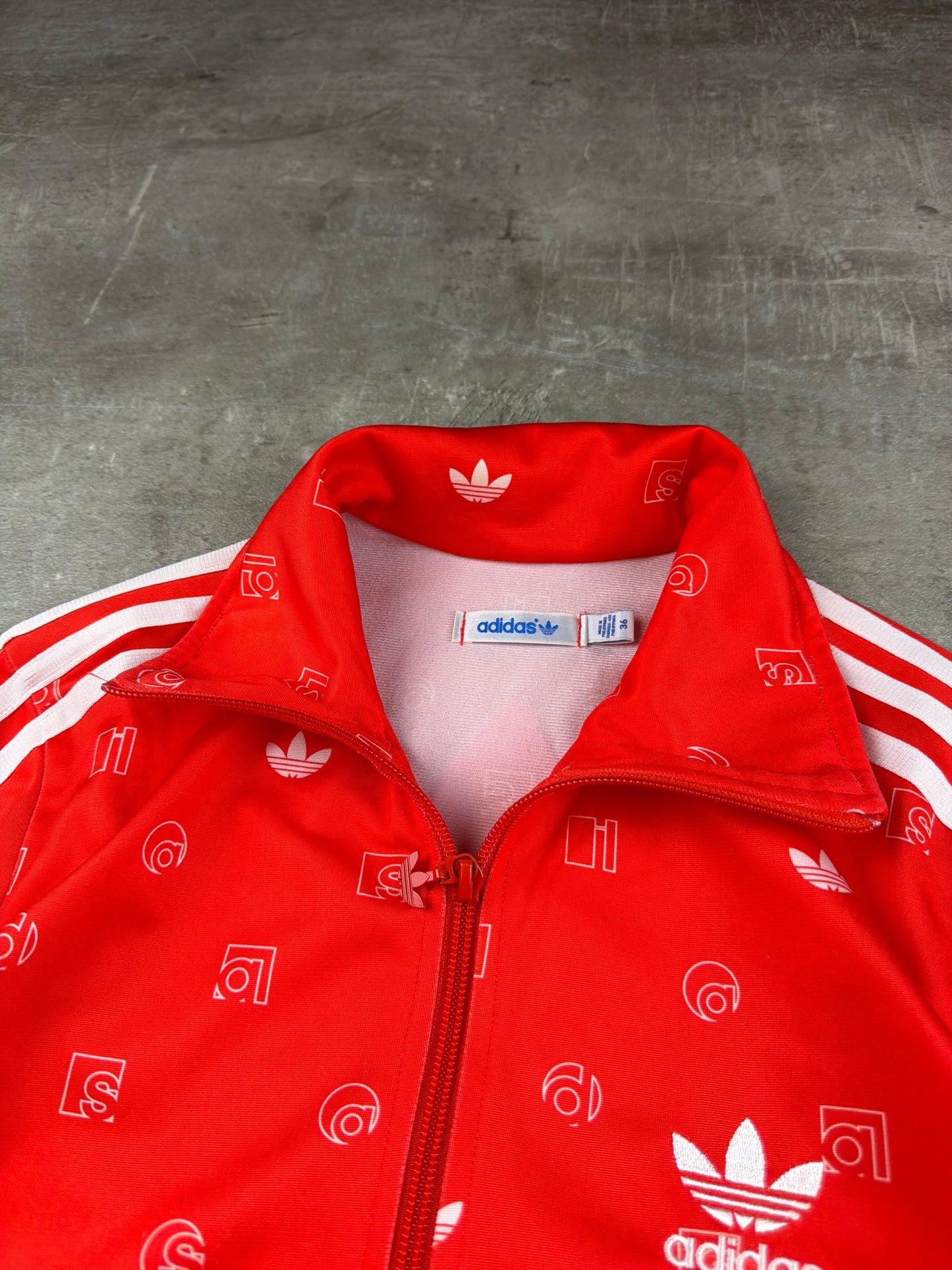 Adidas Monogram Logo Track Jacket - Bright Red / All-Over Print