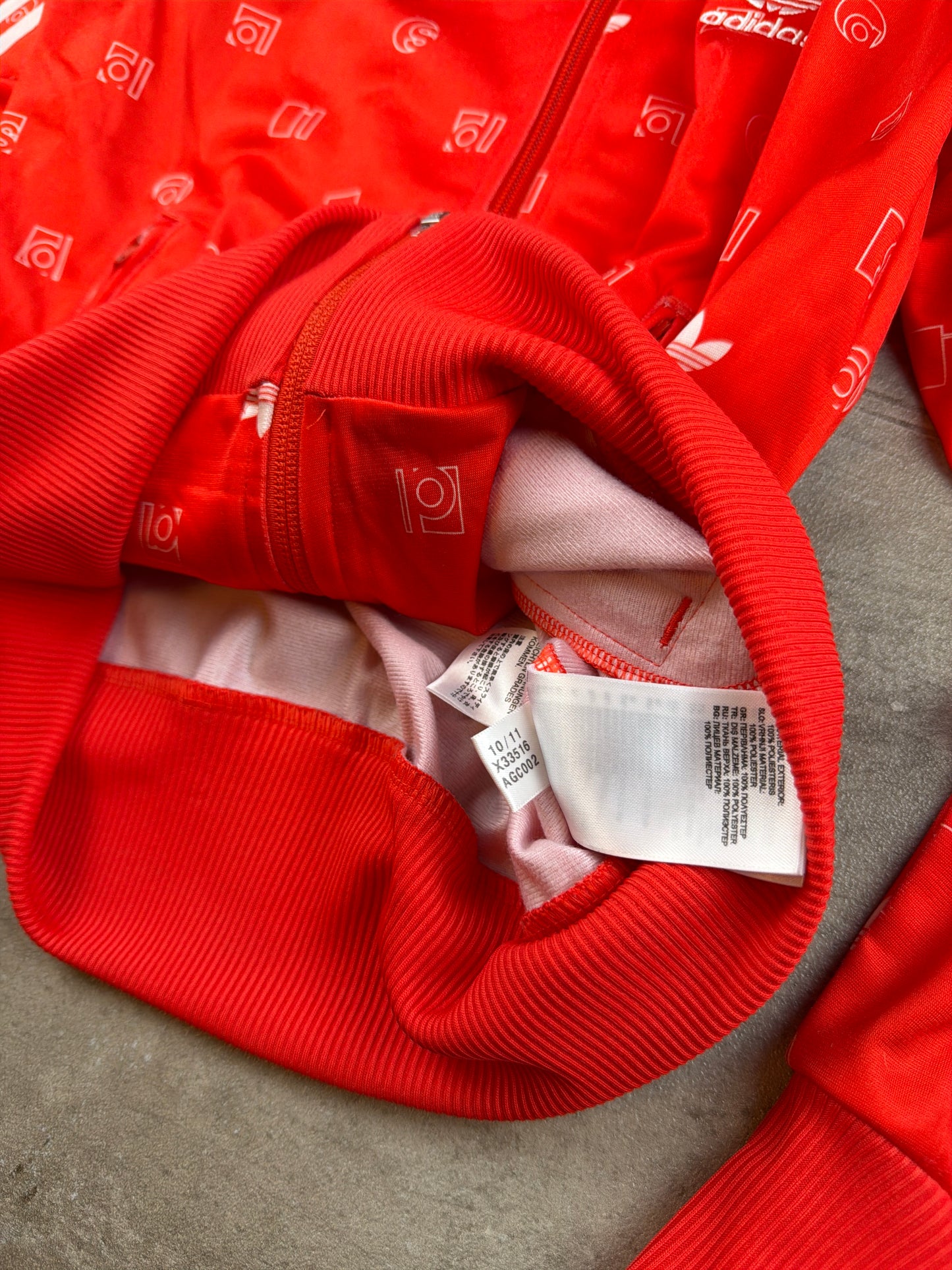 Adidas Monogram Logo Track Jacket - Bright Red / All-Over Print