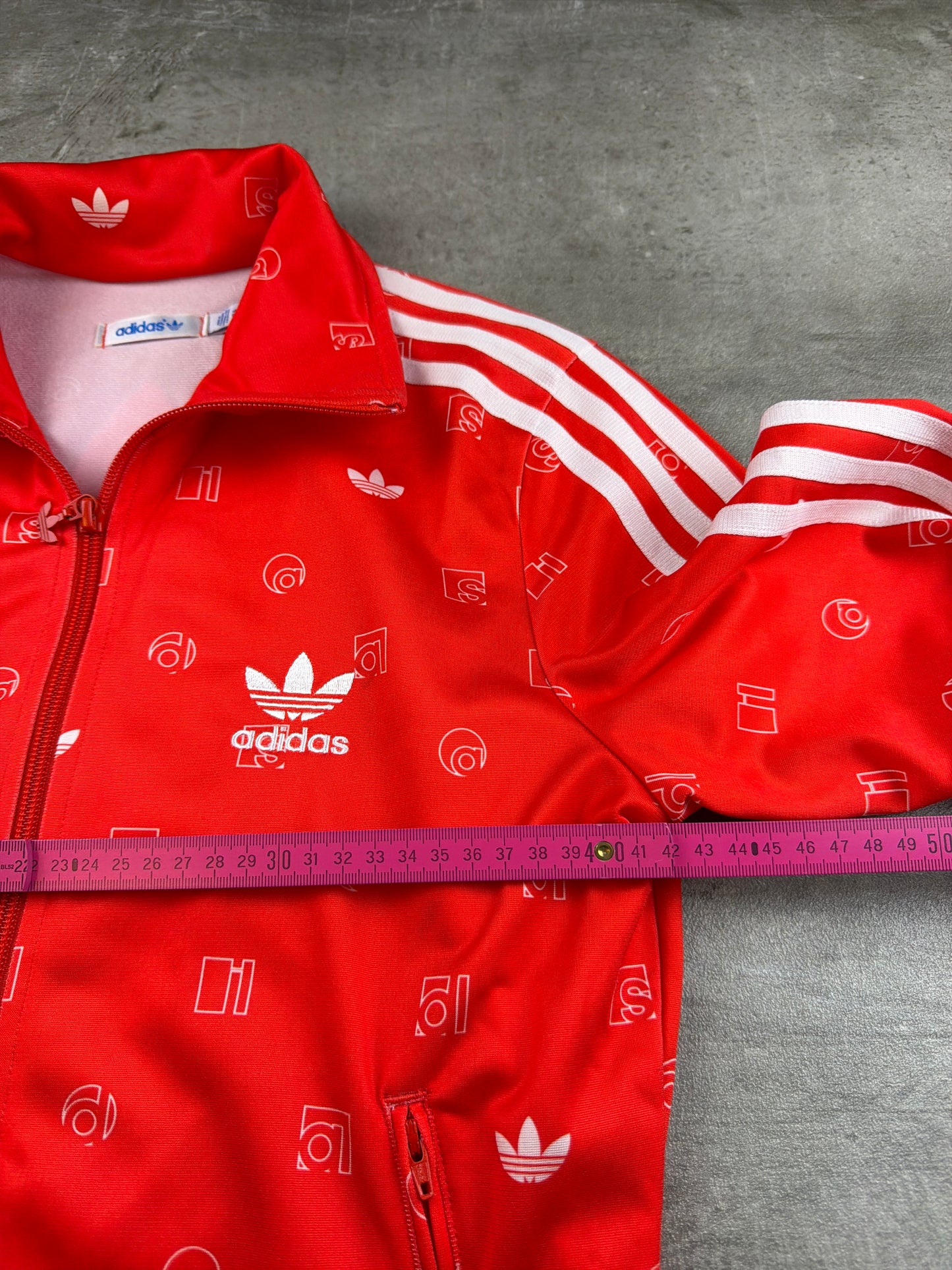 Adidas Monogram Logo Track Jacket - Bright Red / All-Over Print