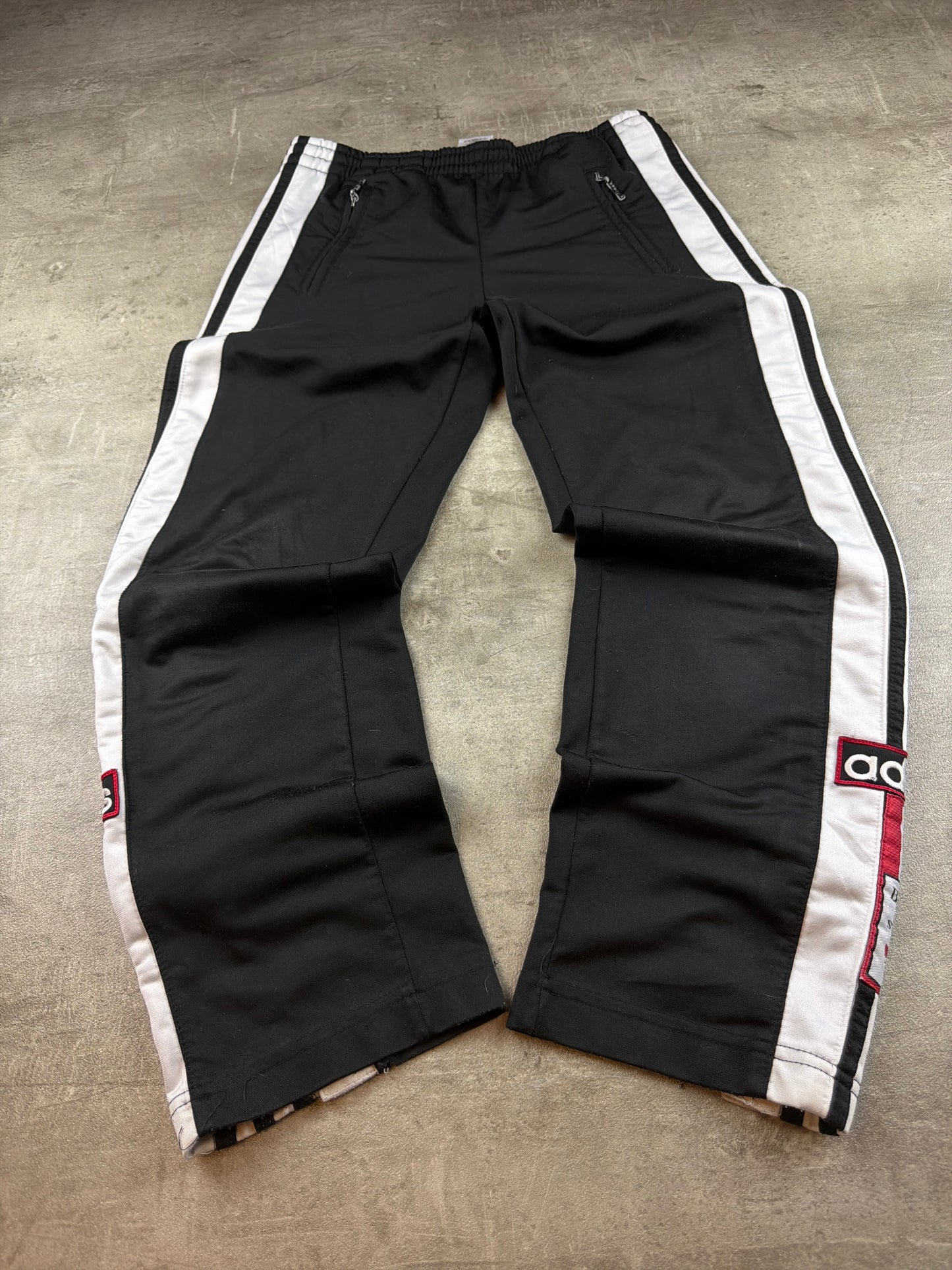 Adidas Vintage 90s Button Up Trackpants - Black / White