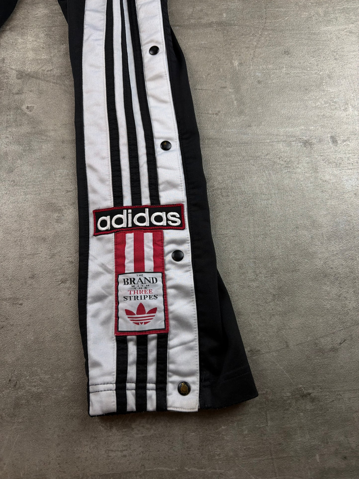 Adidas Vintage 90s Button Up Trackpants - Black / White