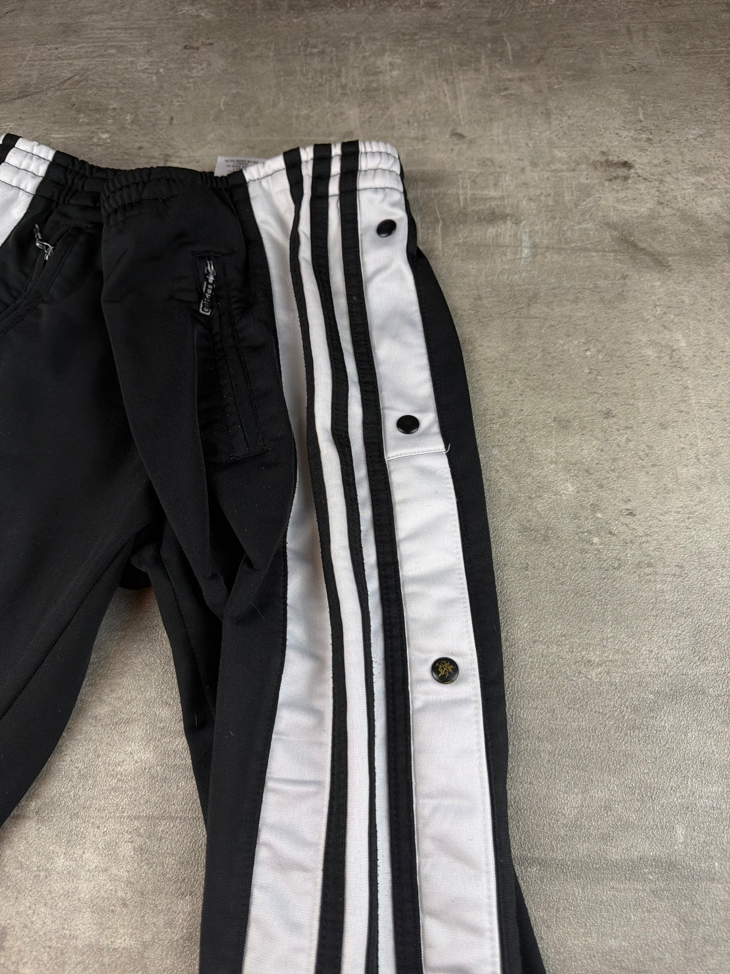 Adidas Vintage 90s Button Up Trackpants - Black / White