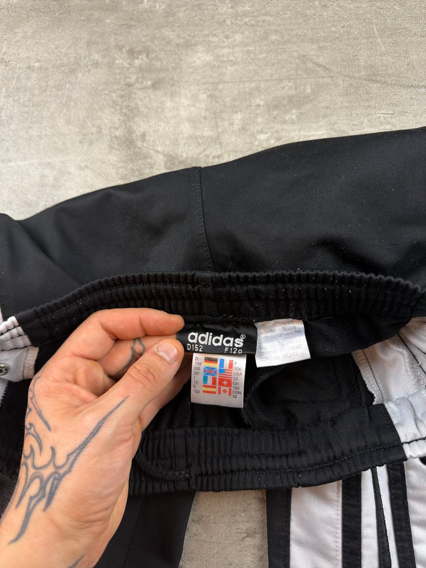 Adidas Vintage 90s Button Up Trackpants - Black / White