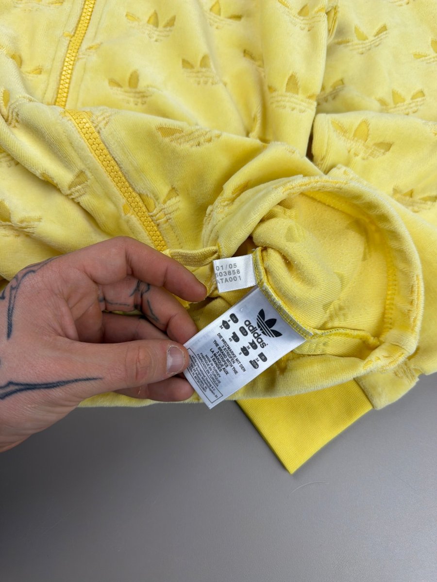 Adidas Archive "Velvet Touch" Allover Trefoil Monogram Trackjacket - Cyber Yellow - Past Pieces