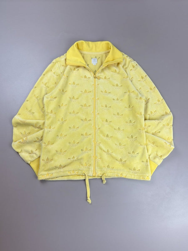 Adidas Archive "Velvet Touch" Allover Trefoil Monogram Trackjacket - Cyber Yellow