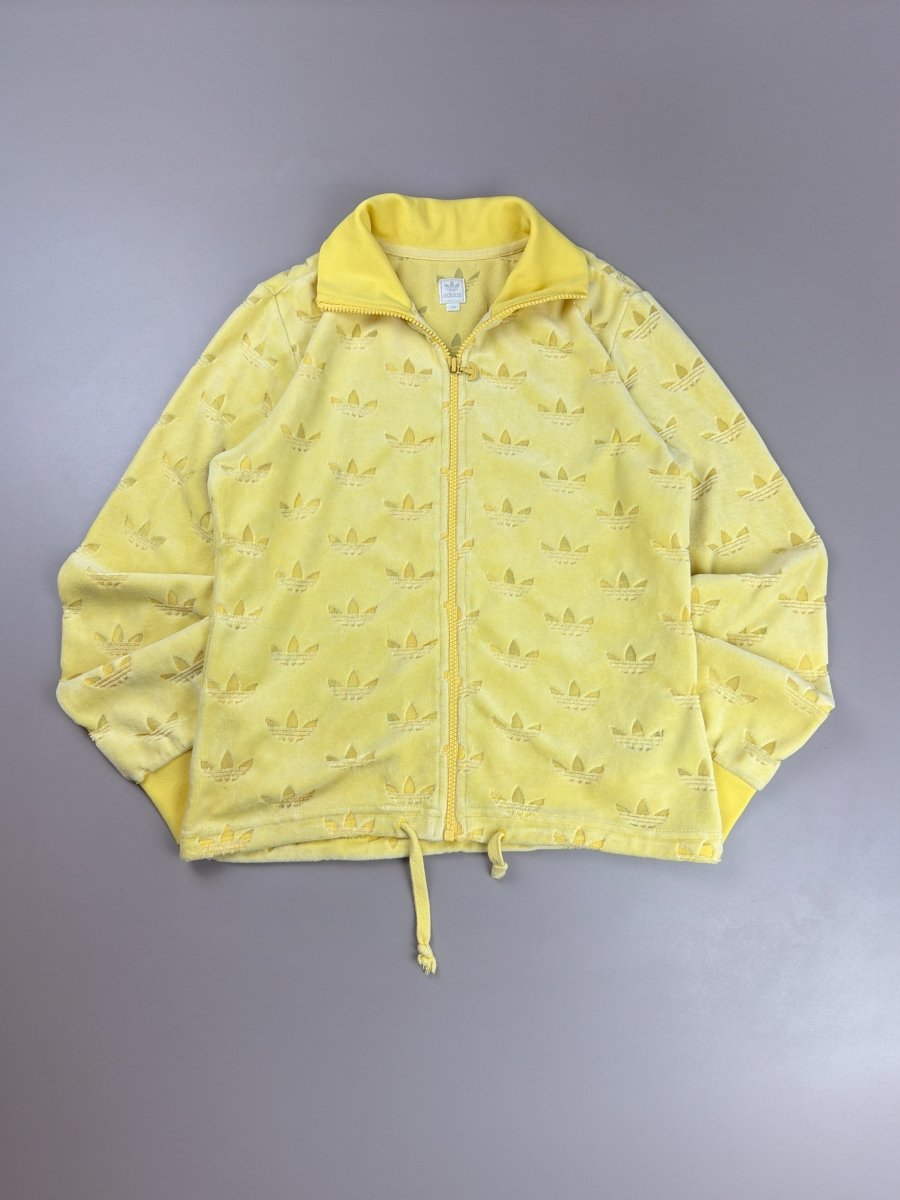 Adidas Archive "Velvet Touch" Allover Trefoil Monogram Trackjacket - Cyber Yellow - Past Pieces