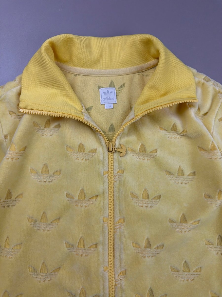 Adidas Archive "Velvet Touch" Allover Trefoil Monogram Trackjacket - Cyber Yellow - Past Pieces