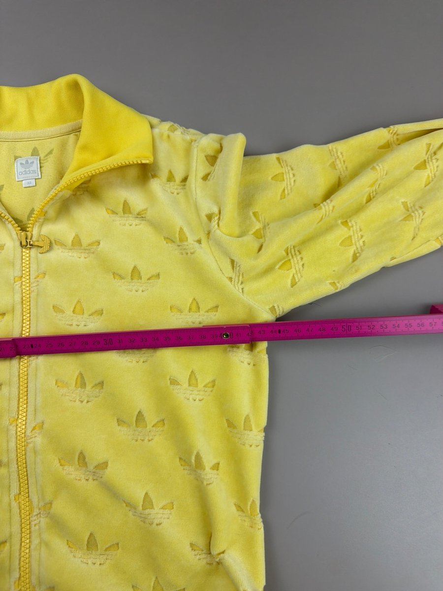 Adidas Archive "Velvet Touch" Allover Trefoil Monogram Trackjacket - Cyber Yellow - Past Pieces
