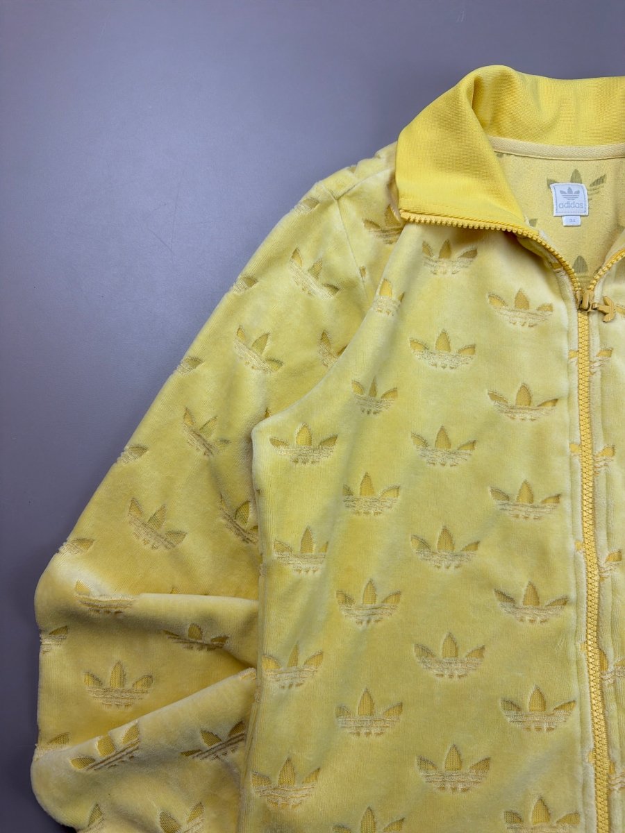 Adidas Archive "Velvet Touch" Allover Trefoil Monogram Trackjacket - Cyber Yellow - Past Pieces