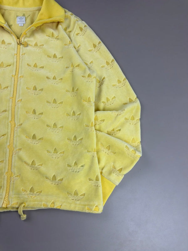 Adidas Archive "Velvet Touch" Allover Trefoil Monogram Trackjacket - Cyber Yellow