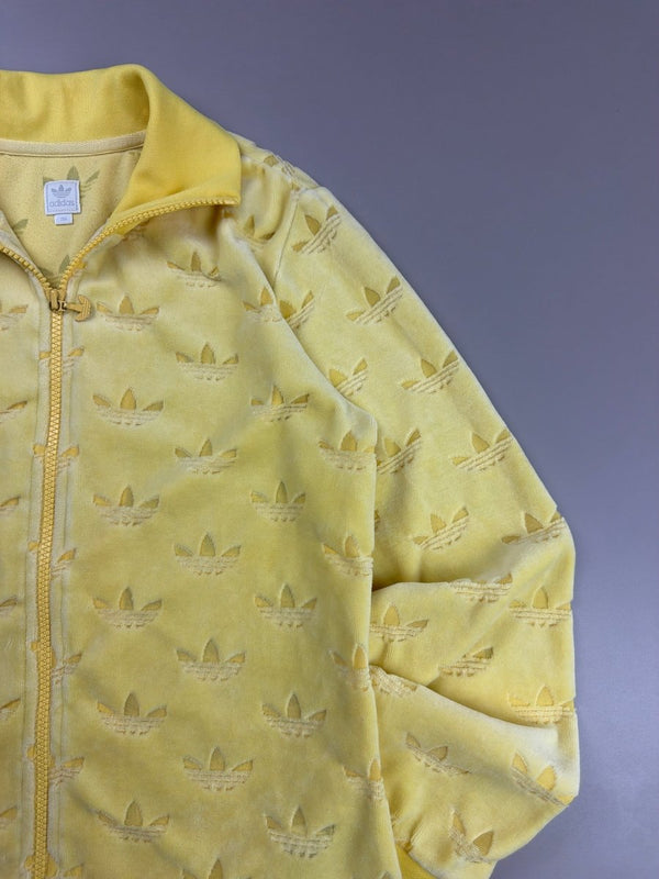 Adidas Archive "Velvet Touch" Allover Trefoil Monogram Trackjacket - Cyber Yellow