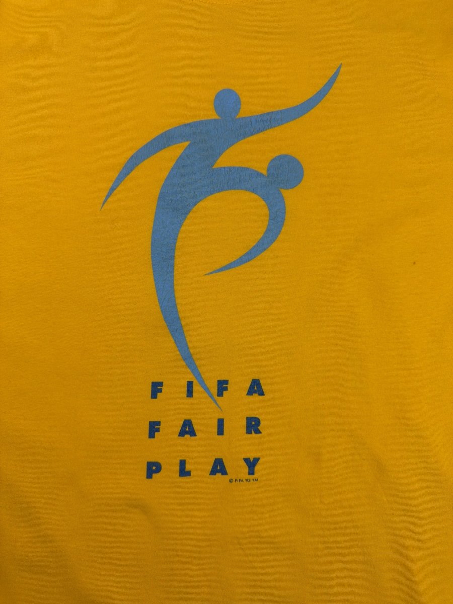 Adidas "FIFA '93 Fair Play" Graphic Tee - Sun Yellow / Sky Blue - Past Pieces