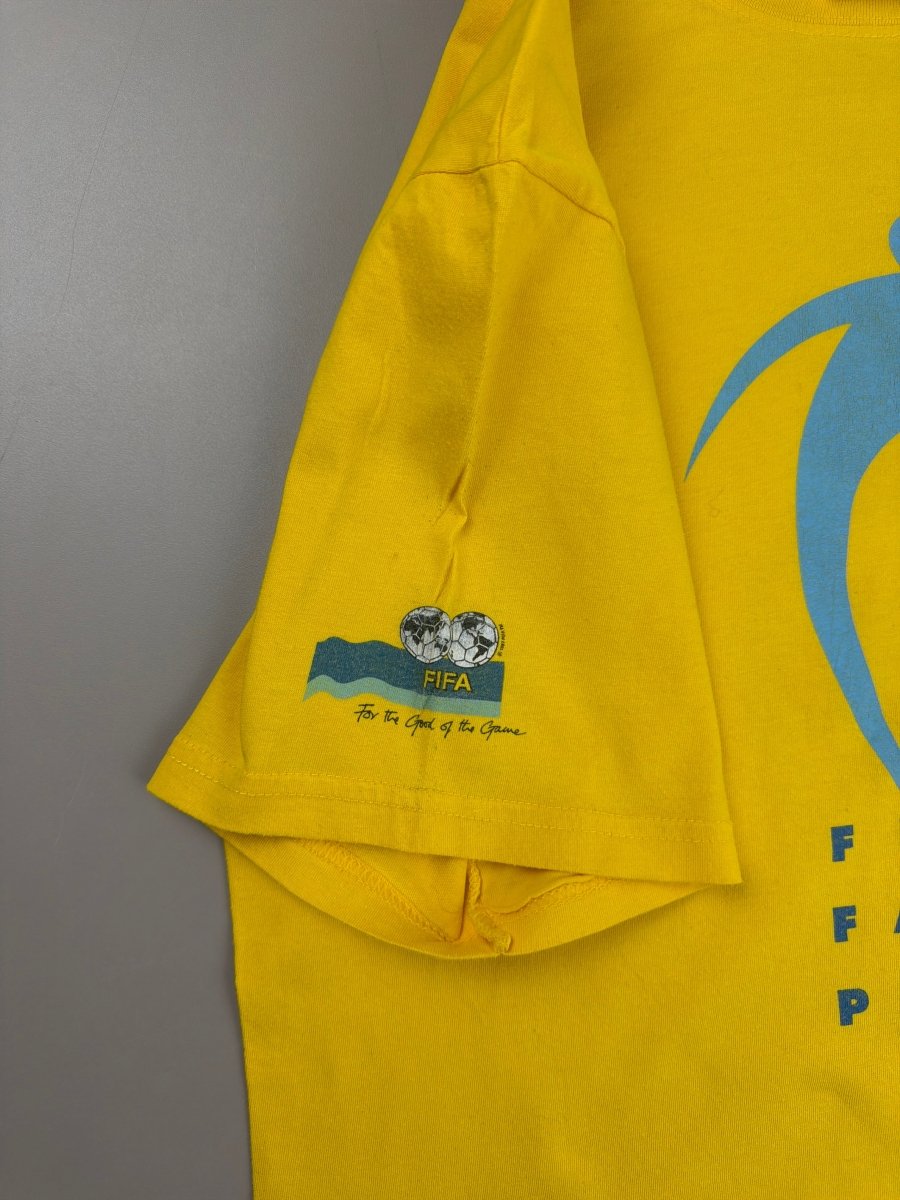 Adidas "FIFA '93 Fair Play" Graphic Tee - Sun Yellow / Sky Blue - Past Pieces