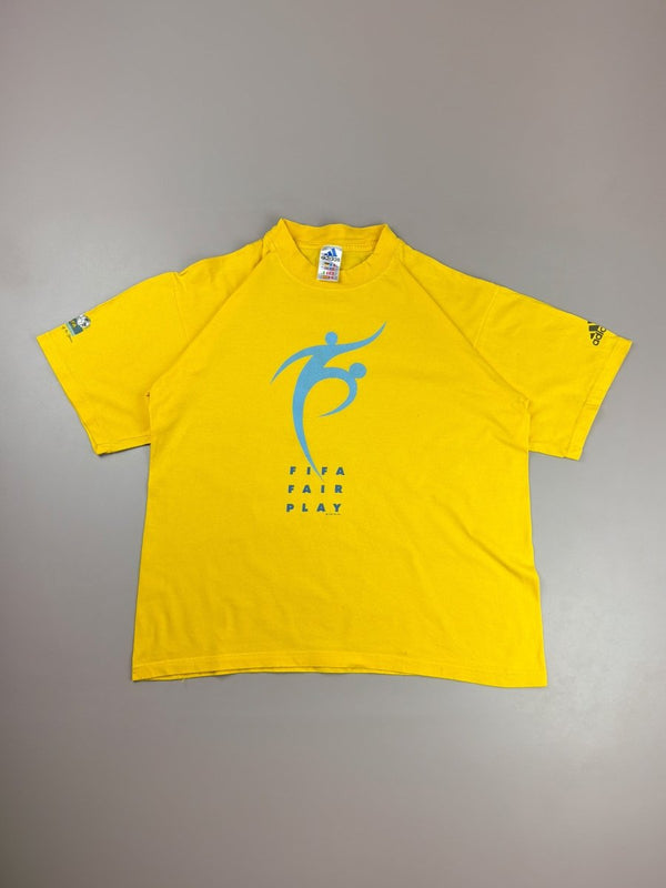 Adidas "FIFA '93 Fair Play" Graphic Tee - Sun Yellow / Sky Blue