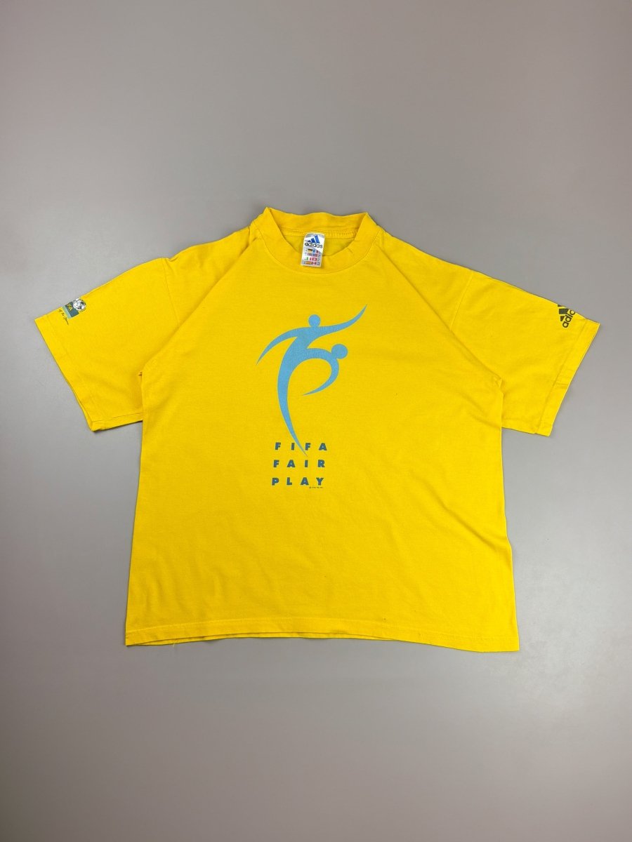 Adidas "FIFA '93 Fair Play" Graphic Tee - Sun Yellow / Sky Blue - Past Pieces