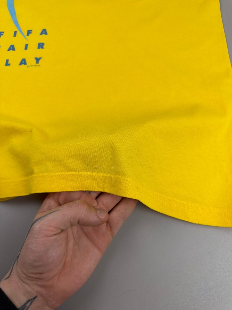 Adidas "FIFA '93 Fair Play" Graphic Tee - Sun Yellow / Sky Blue - Past Pieces