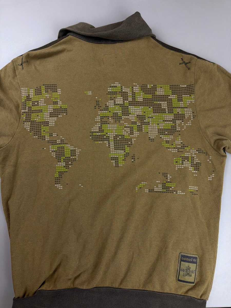 Adidas "Grün" Archive Bamboo World Map Track Jacket - Olive & Neon - Past Pieces