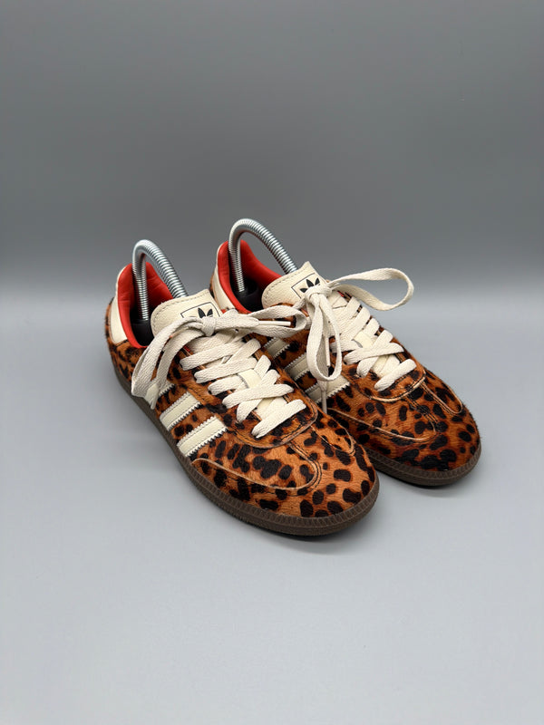 Adidas Samba Leopard Pony Hair Sneaker - Brown / Cream Animal Print