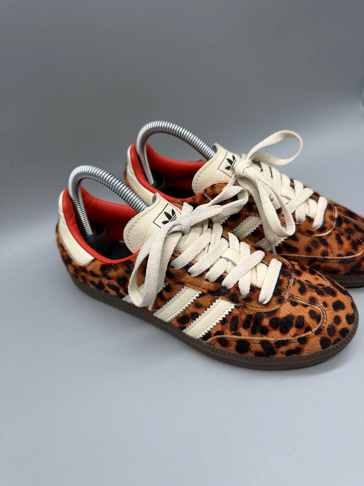 Adidas Samba Leopard Pony Hair Sneaker - Brown / Cream Animal Print - Past Pieces