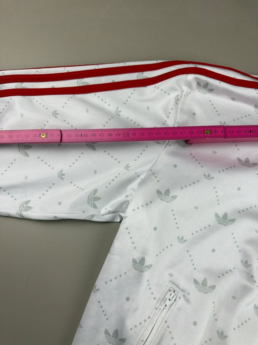 Adidas Vintage Allover Trefoil Monogram Track Jacket - White/Red - Past Pieces