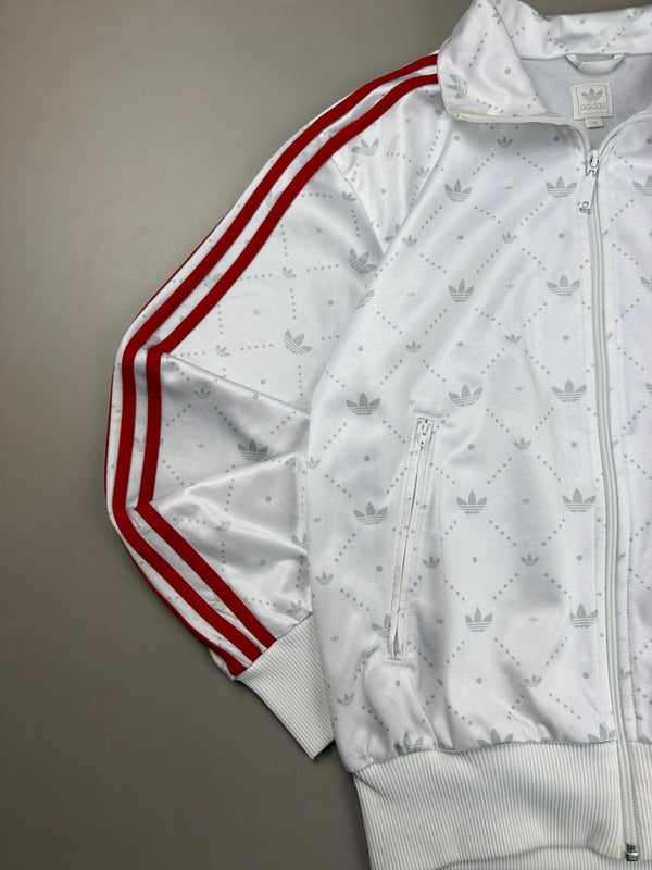 Adidas Vintage Allover Trefoil Monogram Track Jacket - White/Red