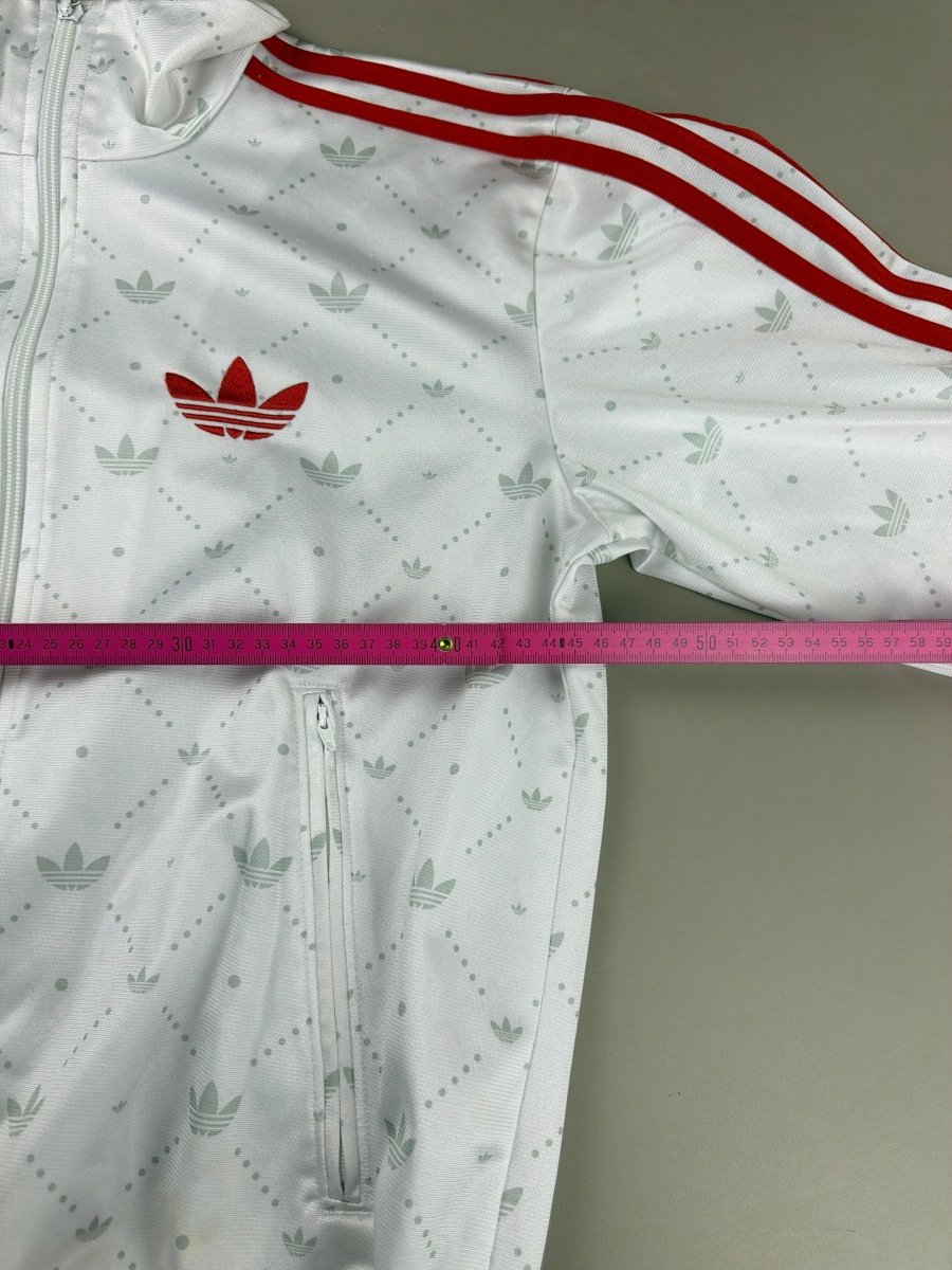Adidas Vintage Allover Trefoil Monogram Track Jacket - White/Red - Past Pieces