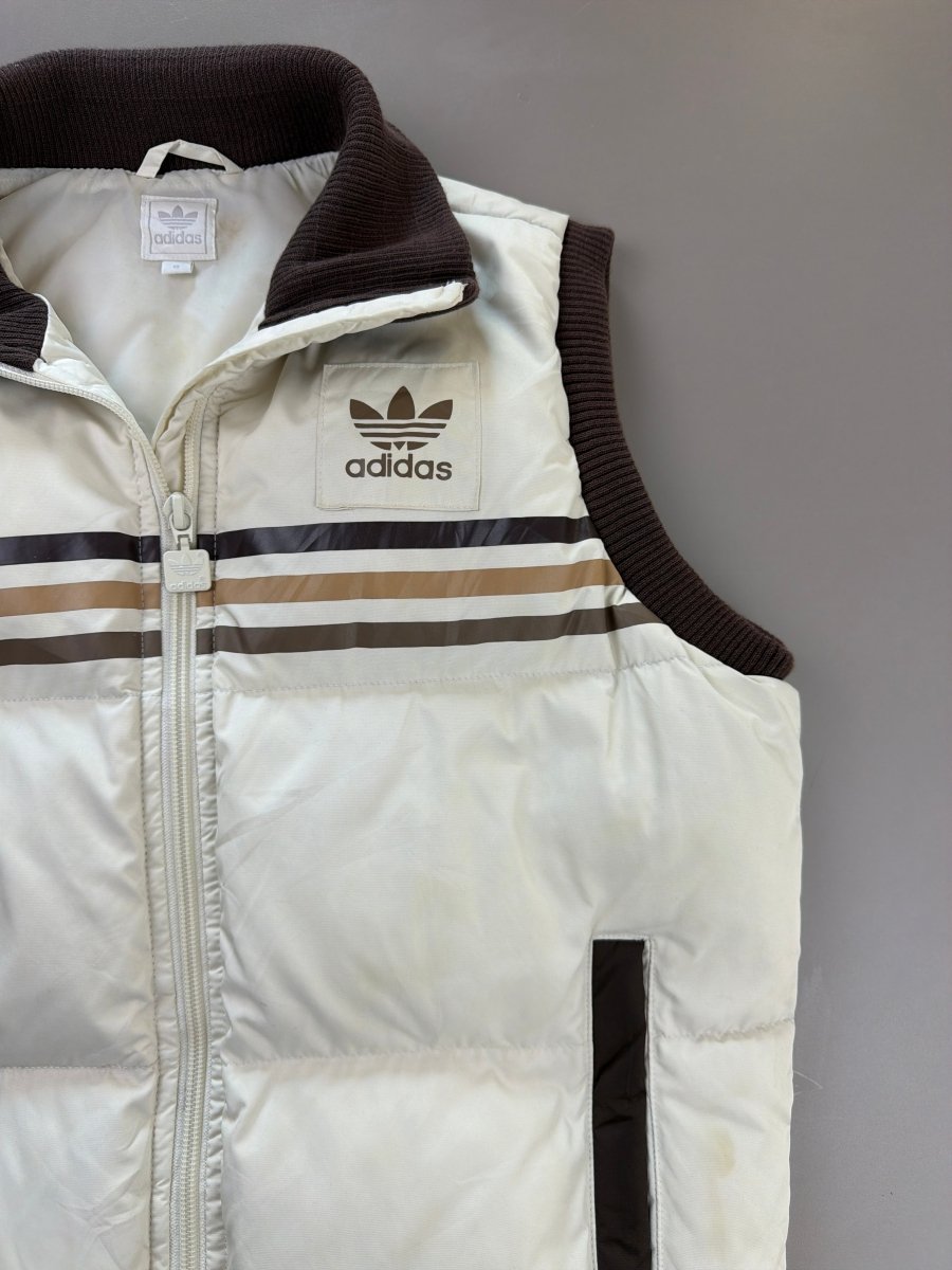 Adidas Y2K "Trefoil" Puffer Vest - Cream & Mocha Brown - Past Pieces