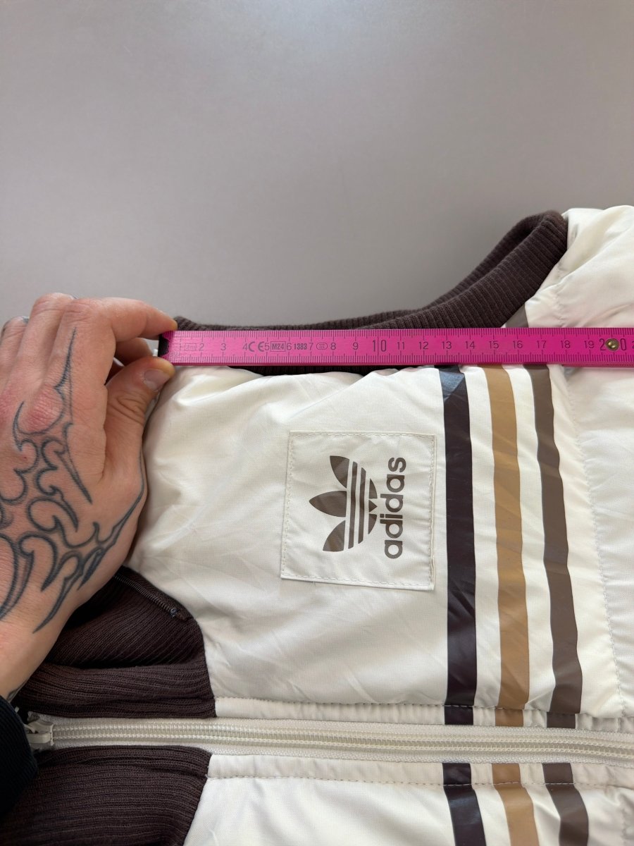 Adidas Y2K "Trefoil" Puffer Vest - Cream & Mocha Brown - Past Pieces