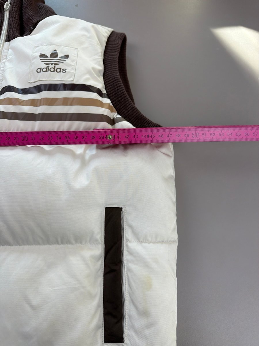 Adidas Y2K "Trefoil" Puffer Vest - Cream & Mocha Brown - Past Pieces