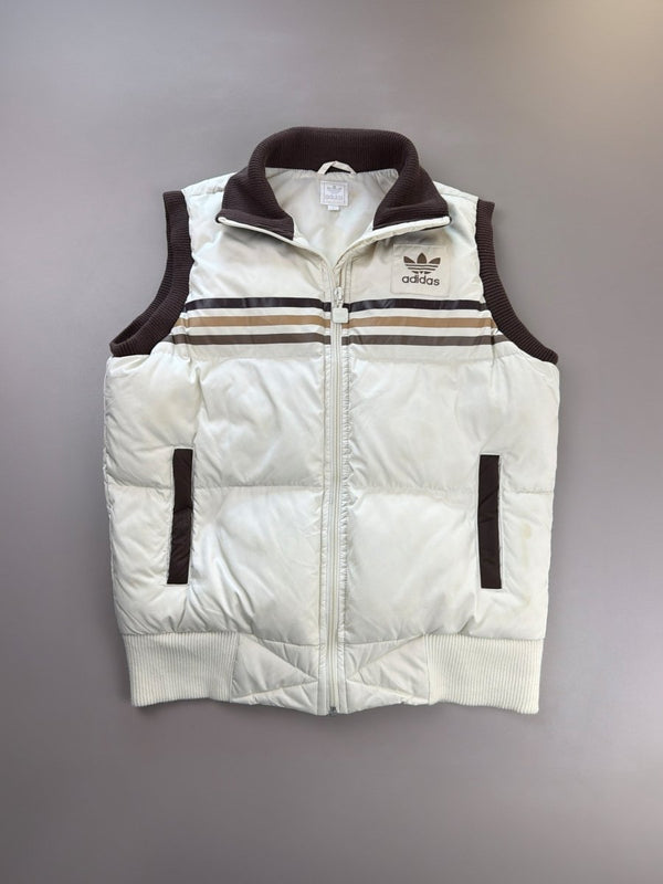Adidas Y2K "Trefoil" Puffer Vest - Cream & Mocha Brown