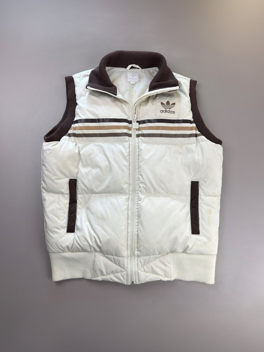 Adidas Y2K "Trefoil" Puffer Vest - Cream & Mocha Brown - Past Pieces
