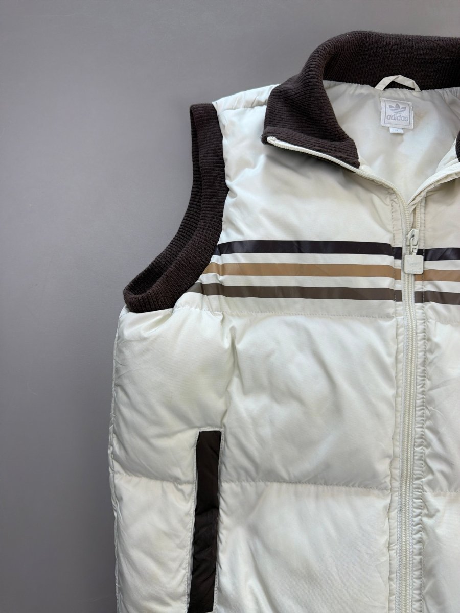 Adidas Y2K "Trefoil" Puffer Vest - Cream & Mocha Brown - Past Pieces