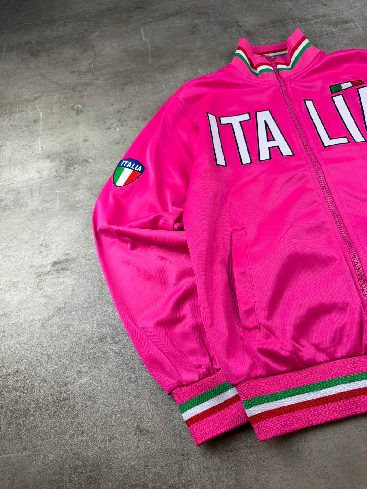 Aliati Y2K "Italia" Embroidered Trackjacket - Hot Pink / Green / Red - Past Pieces