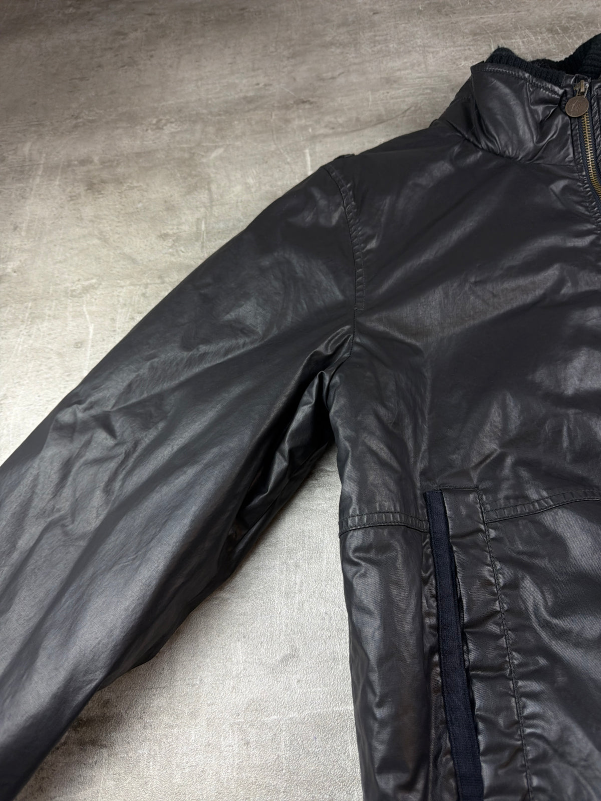 alife & famous Y2K Coated Bomber Jacket - Black / Navy - Past Pieces