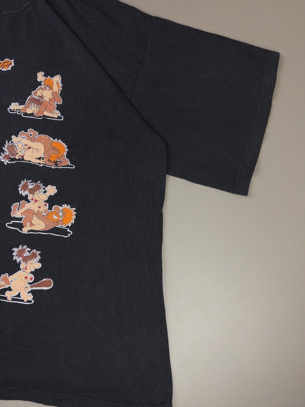 American Style Vintage "Stone Age Kama Sutra" Graphic Tee - Washed Black