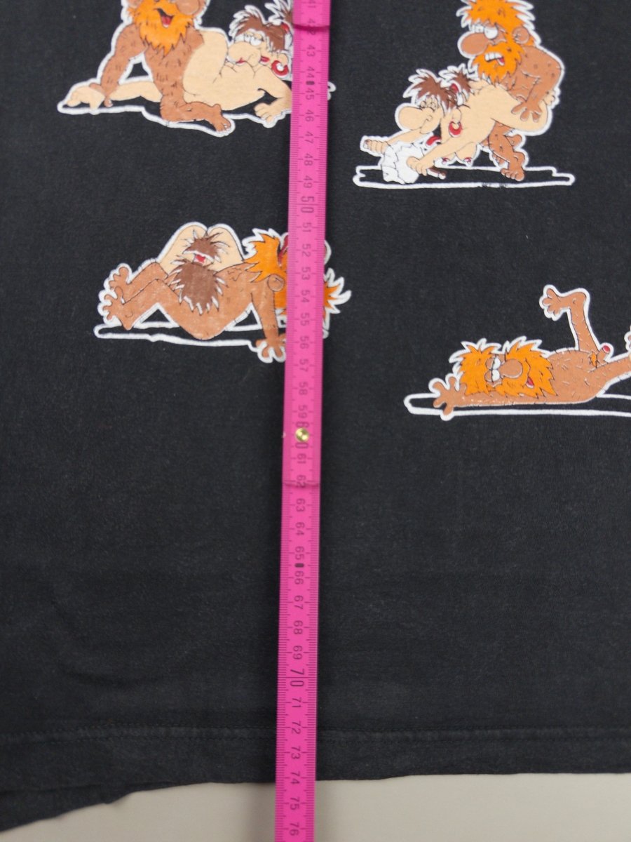 American Style Vintage "Stone Age Kama Sutra" Graphic Tee - Washed Black - Past Pieces